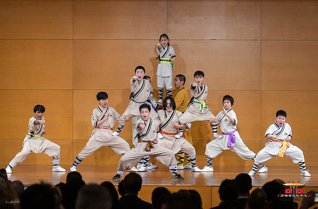 Performers in pyramid for Chinese New Year finale at the Chinese Embassy Lunar New Year event